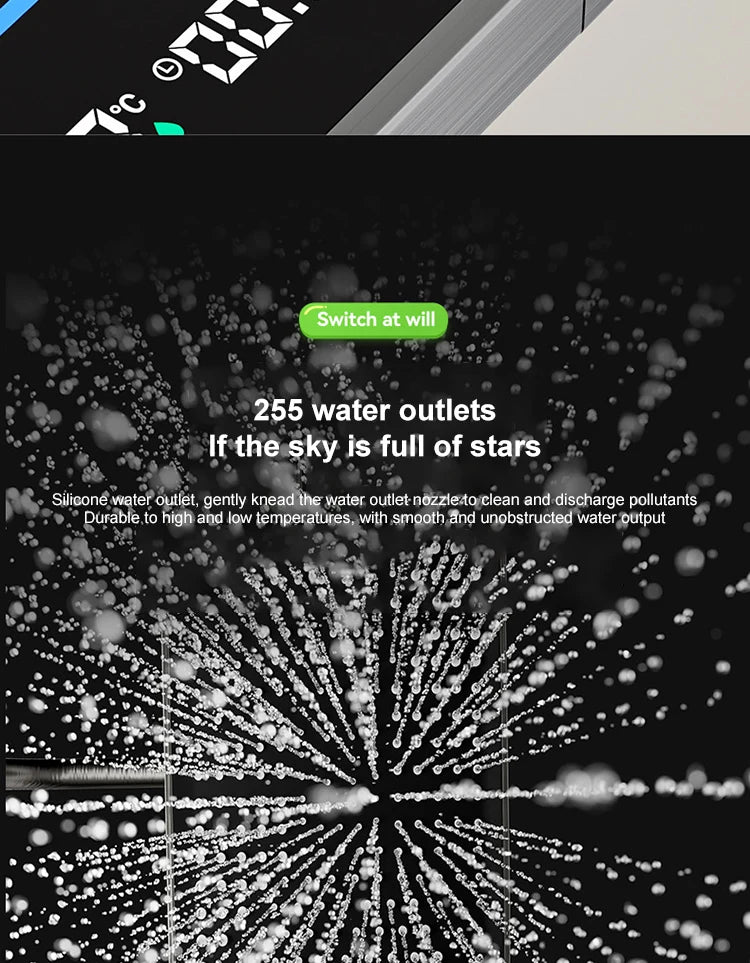 Bathroom Shower Full Set Gray Digital Display Shower System Set Piano Button With Ambient Light Faucets Shower Head
