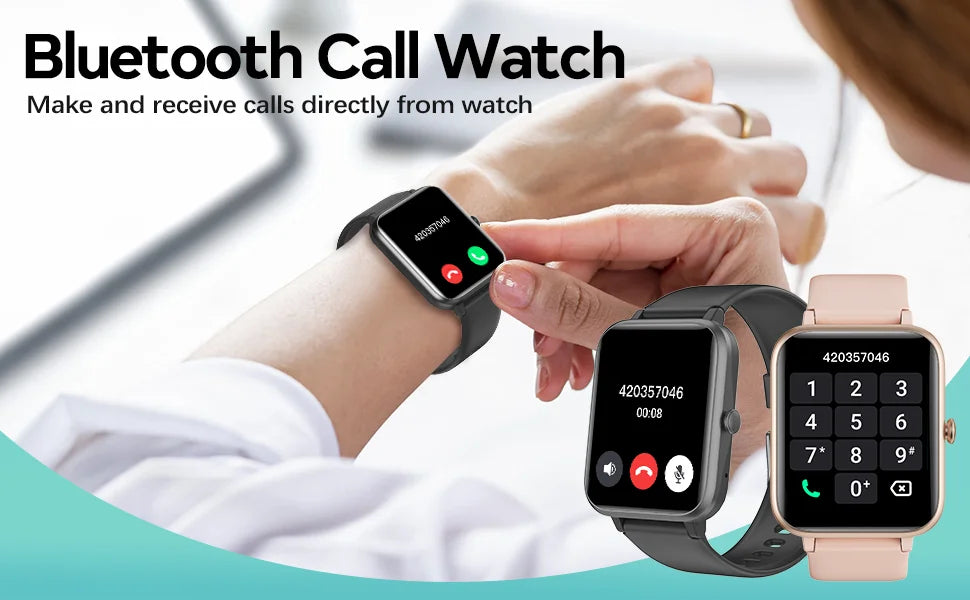 Bluetooth Call Smart Watch for Men Women, 2.01'' HD Touch Screen Activity Trackers with Sleep Monitor/ SMS Alert/ Remote Camera