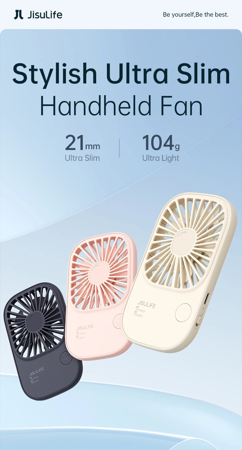 JISULIFE Mini Handheld Fan, Small Fans Portable with Bracket, USB Rechargeable Desk Fan ,Makeup Eyelash Fan ,Send Lanyard