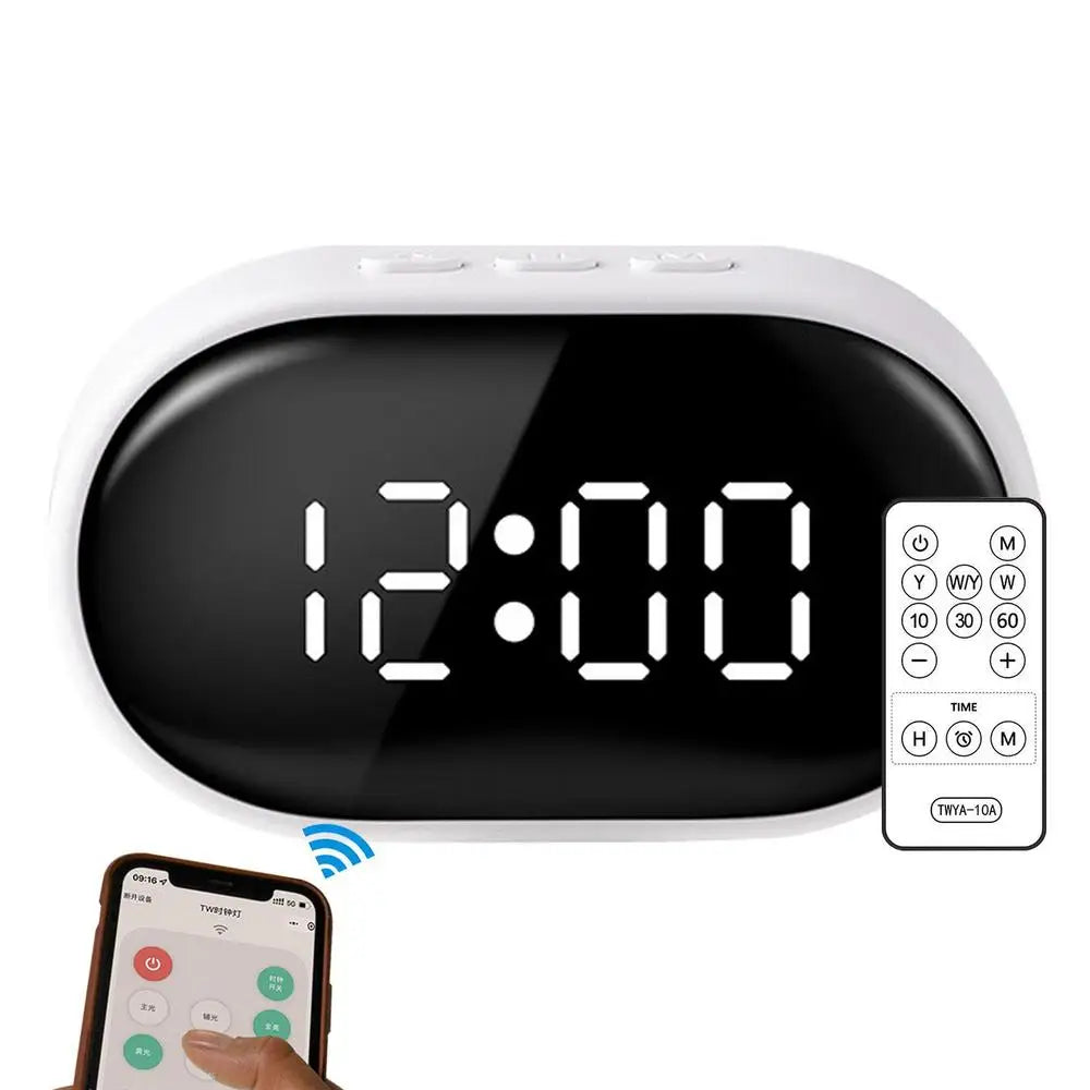 Alarm Clock With LED Light Wall Plug Design Watch Manual Remote Control Digital Electronic Clocks Smart Night Light Clocks Gift