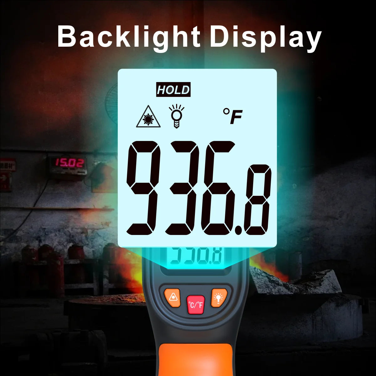 Infrared Thermometer , Handheld Heat Temperature For Cooking Tester, Pizza Oven, Grill & Engine - Laser Surface Temp Read