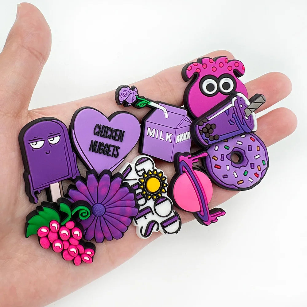 Purple Collection Grape Shoe Charms for Clogs Sandals Decoration Shoe Accessories Charms for Friends Gifts