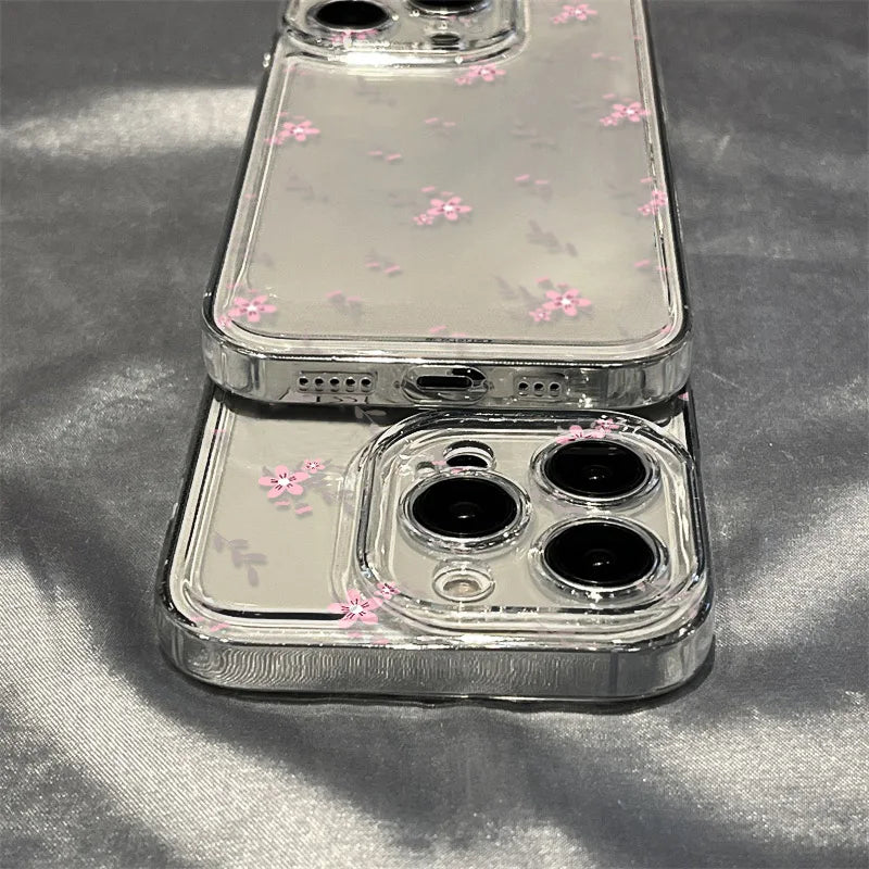 Transparent Flower Phone Case For iPhone 11 Case for iPhone 13 12 14 16 15 Pro Max XR XS X 7 8 SE Aesthetic Floral Cover Funda