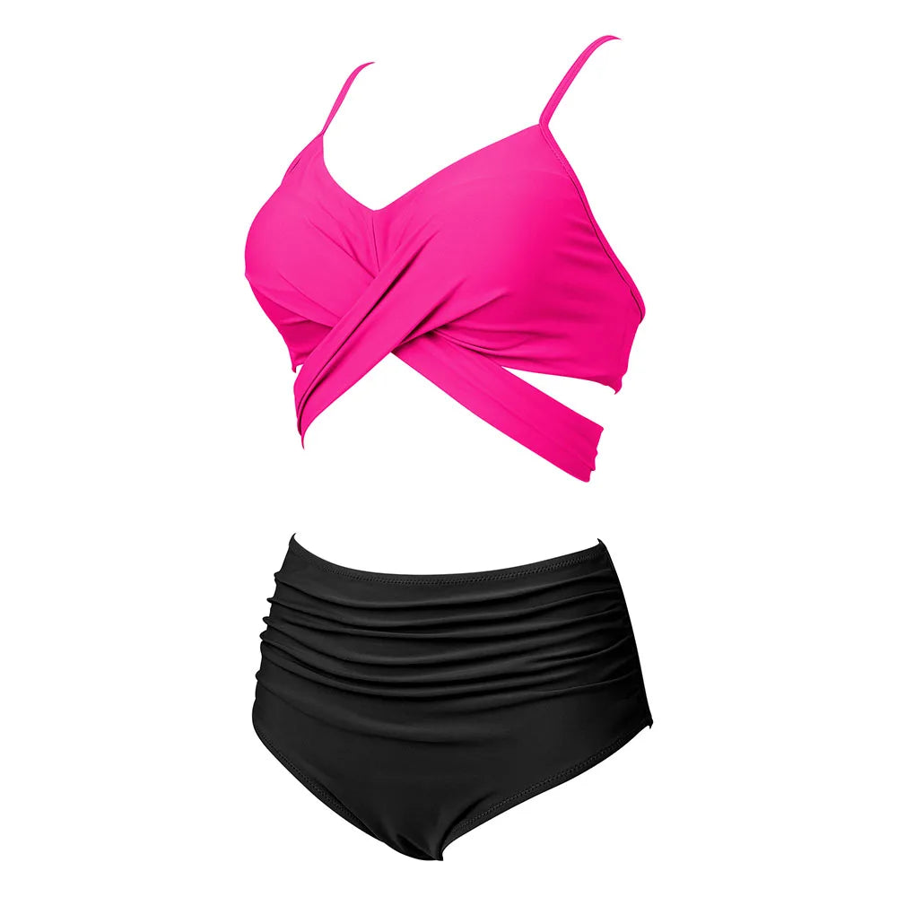 High Waist Sexy Bikini Set 2024 Biquini Swimwear Women Two Pieces Swimsuit Floral Beachwear V-Neck Bathing Suits Female