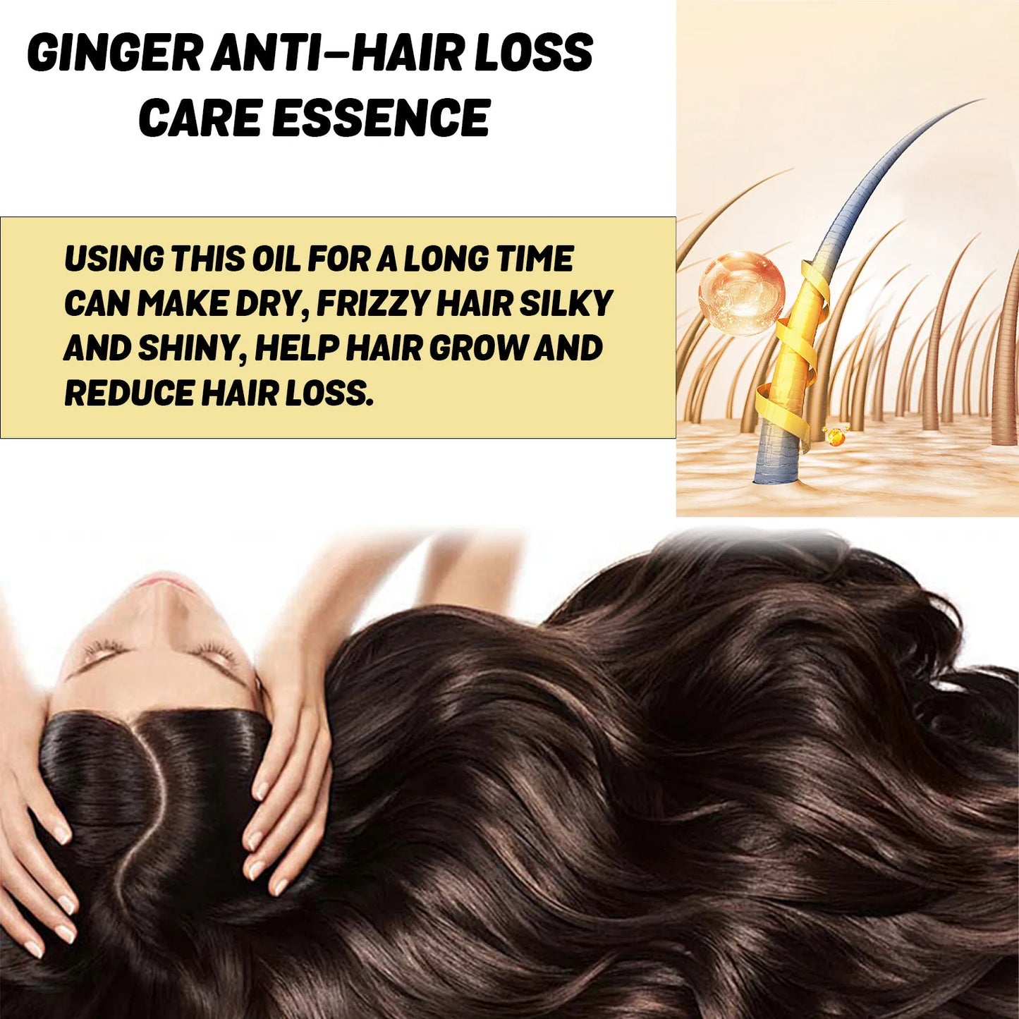 OUHOE Ginger Hair Growth Serum Improve Frizz Prevent Baldness Scalp Repair Smooth Nourishment Hair Care Essential Oil 30ml