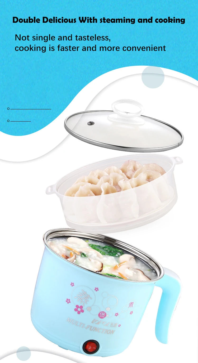 Multifunction Mini Electric Cooker 1-2 People Portable Hot Pot Multi Ramen Pot Mini Rice Cook Home Kitchen Appliance Korea 220V