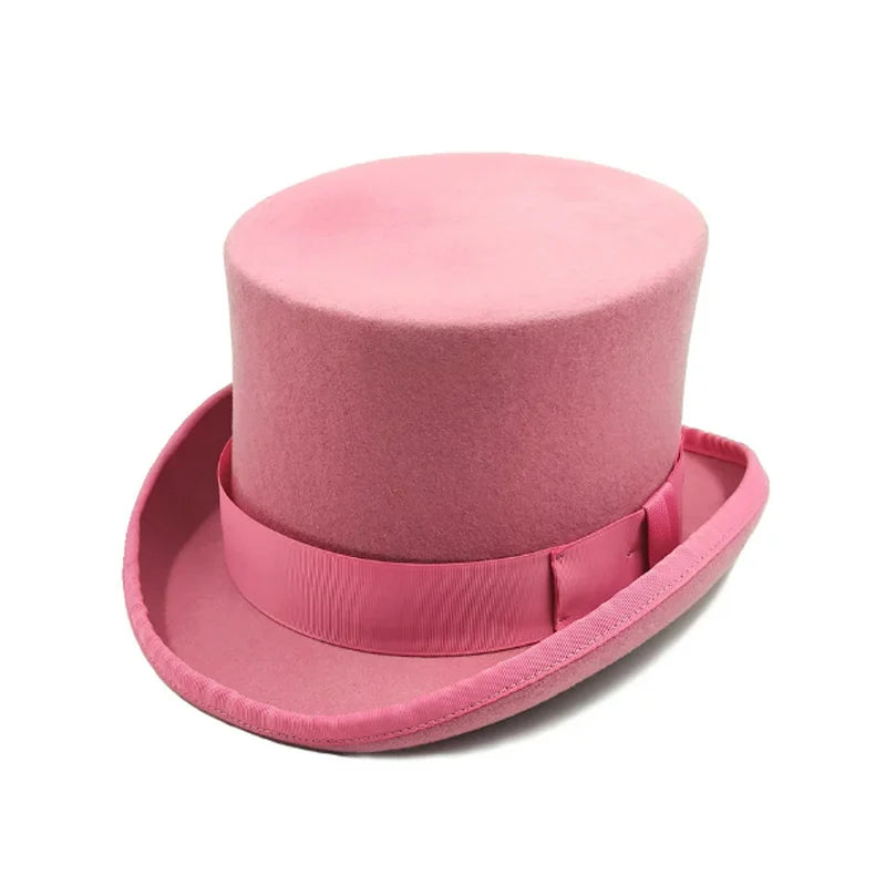 Fedoras Wool Magic high hat British black jazz top hat male court gentleman flat felt hat Webbing sombrero de copa británico