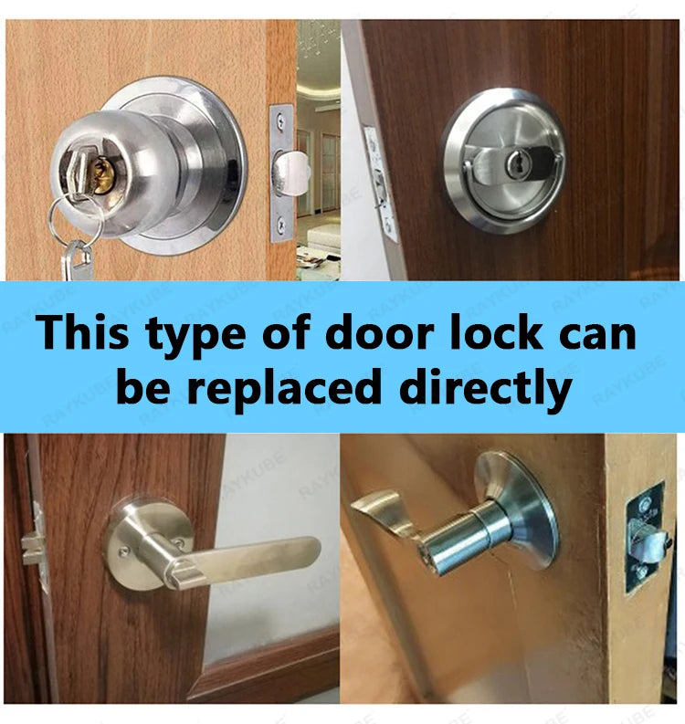 RAYKUBE M3 Tuya BLE Smart Fingerprint Electronic Door Lock Password Lock with Keys Smartlife/Tuya APP Unlock Delivery From USA
