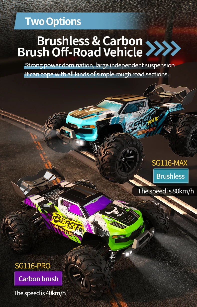 ZLL SG116 MAX/PRO 1:16 High Speed Drift Racing 80KM/H Or 40KM/H Brushless Motor 4WD RC Car Off Road Car Toys for For Kid Gift