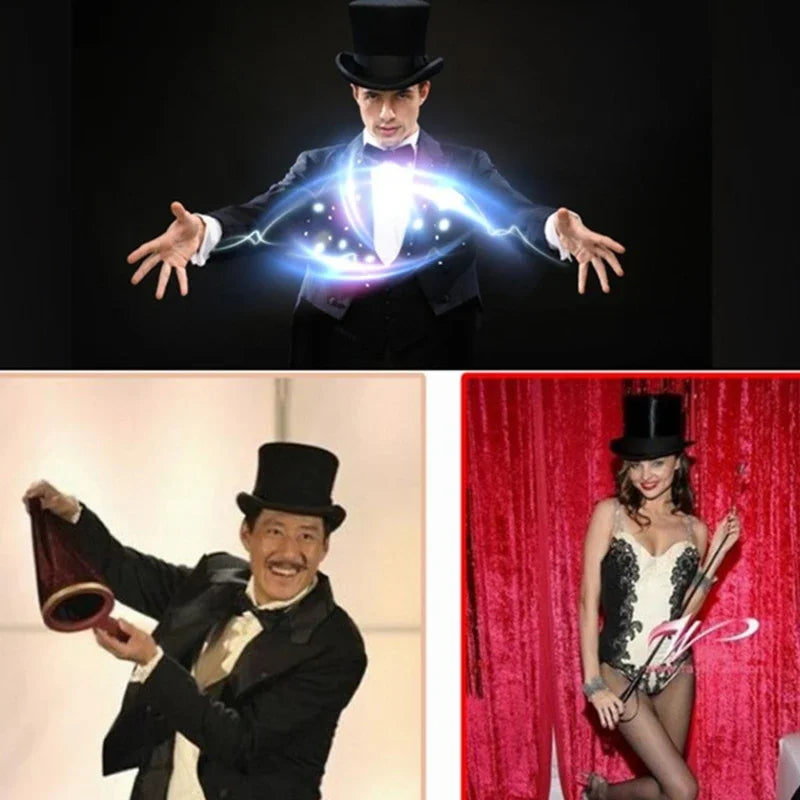 Felt Top Hat Magician Costume Cosplay Halloween Props Party Supplies Steampunk Circus Ringmaste Role for Play Men Women