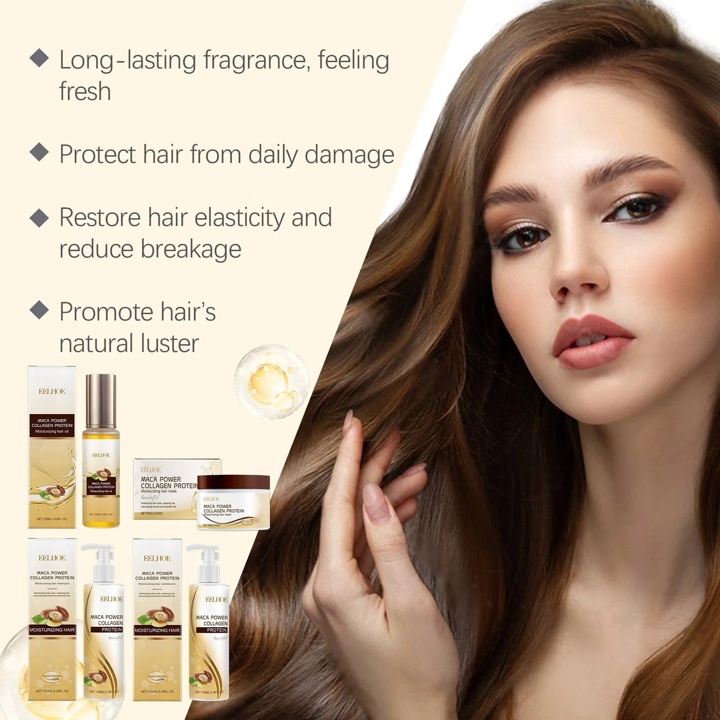 EELHOE Collagen for Hair Cleaning Sets of Hair Care Products Smooth Strengthen Hair Loss Prevention Repair Keratin Essential Oil