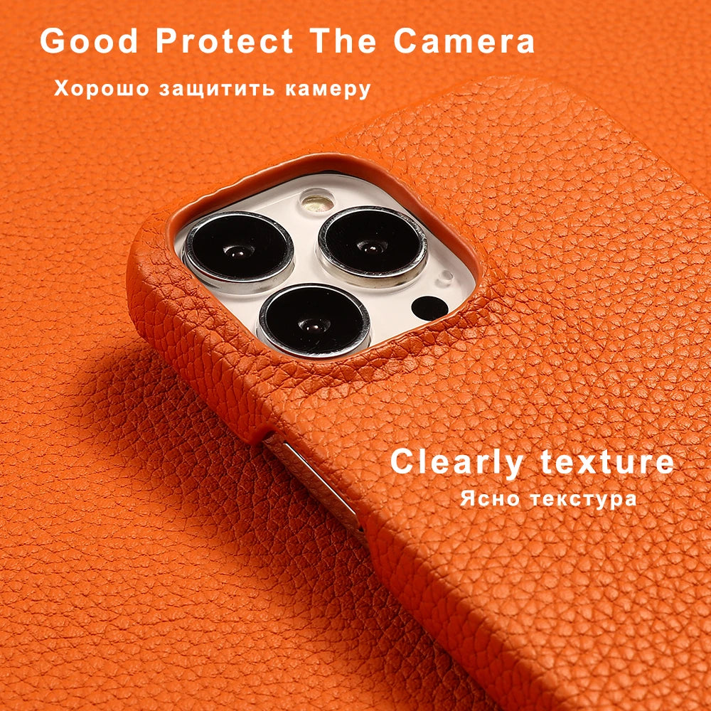 Luxury Genuine Cowhide Leather Phone Case for iPhone 15 13 14 Pro Max 15 Plus 15Pro 14Pro 11 12 Pro Max Shockproof Back Cover