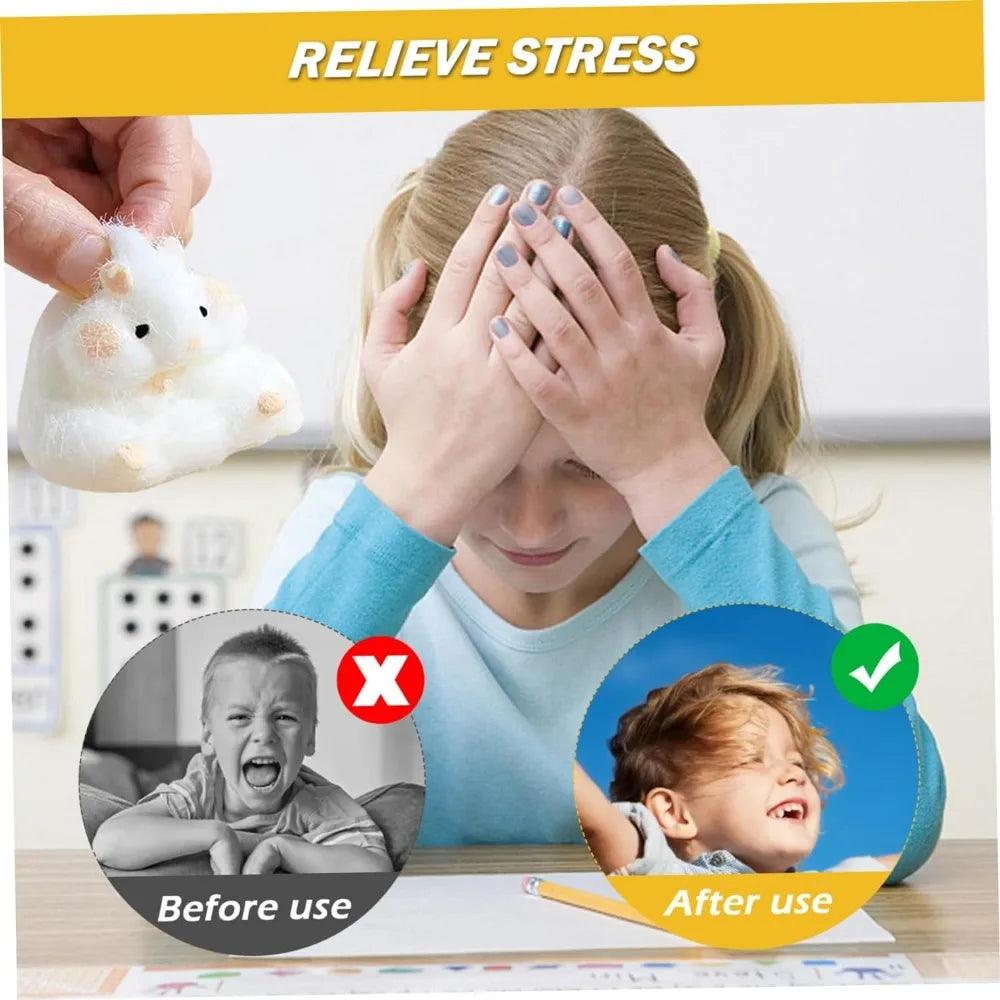 Squishy Hamster Toy with Cheese Cute Desktop Decor Funny Stress Reliever Decompression Fidget Toys for Teens Kids Gifts