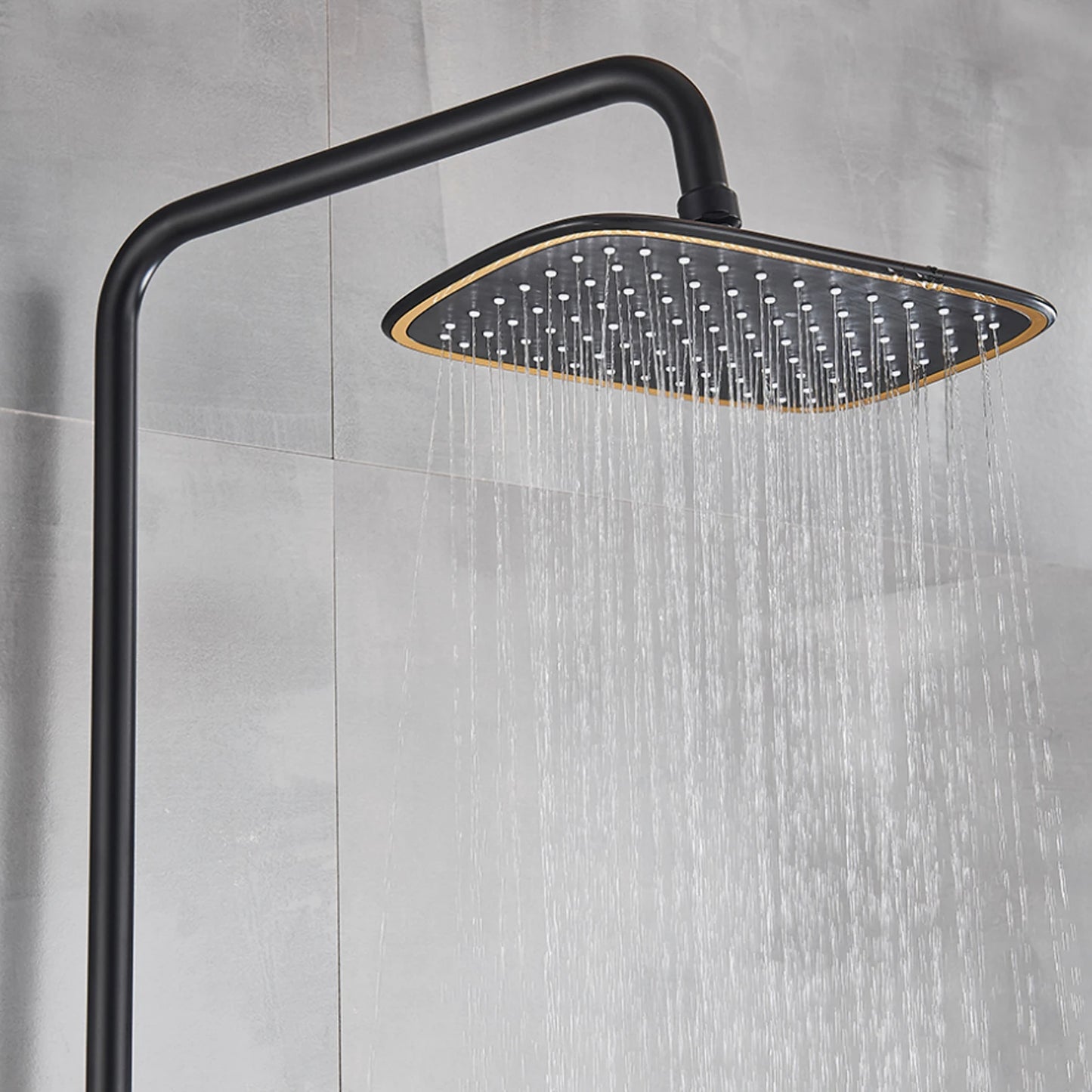 Black Shower Set Faucet Rainwater Manual System High-Quality Pure Lead-Free Copper Material With Good Water-Saving Performance