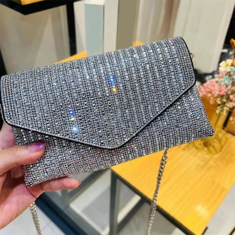 JIOMAY Mini Shoulder Bag for Women Designer Purses and Handbags Bling Rhinestone Clutch Bags Girls Chain Crossbody Bag Wholesale