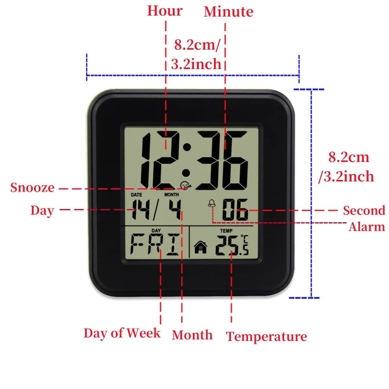 Portable Mini Digital Alarm Clock Temperature Date Week Touch Backlight Snooze Table Clock 12/24H Battery Powered LCD Clock