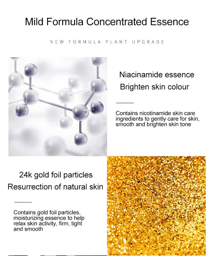 24k Gold Face Serum Brightening Skin Care Products Hyaluronic Acid Niacinamide Facial Nourish Smooth Care Beauty Health