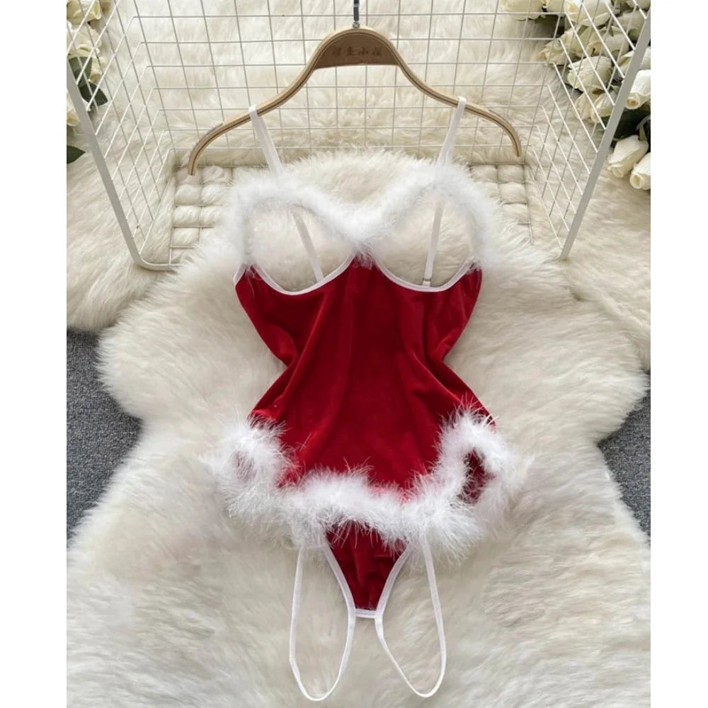 New In Christmas Red Short Dress Sexy Sequin Slim Bodycone Dress Strap Club Party Night Dress Rrotic Bunny Cosplay Mini Dress