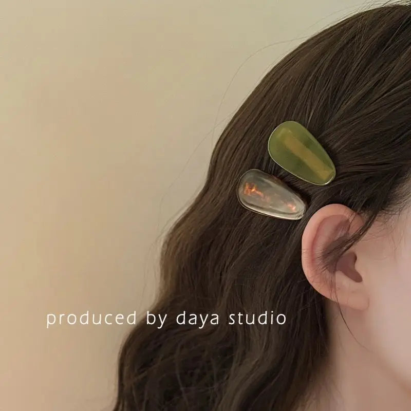New Korean Version Daily Acetic Acid Geometric Women's Side Clip Fashionable and Fresh Girl Hair Clip Retro Bangs Duckbill Clip