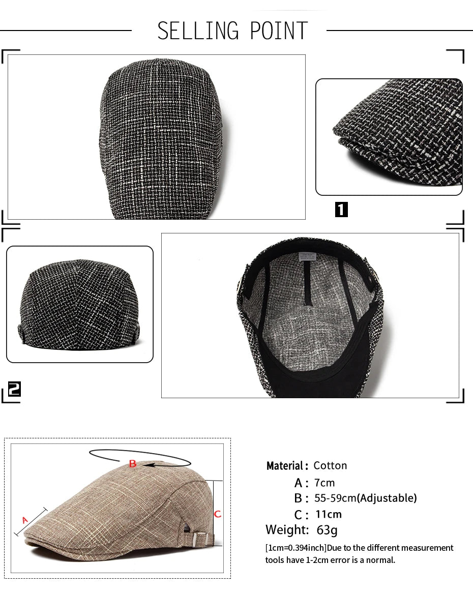 CNTANG 2024 New Men Beret Women Classic Vintage Linen Berets Summer Sun Visor Casual Duckbill Hats Newsboy Cap Unisex Adjustable