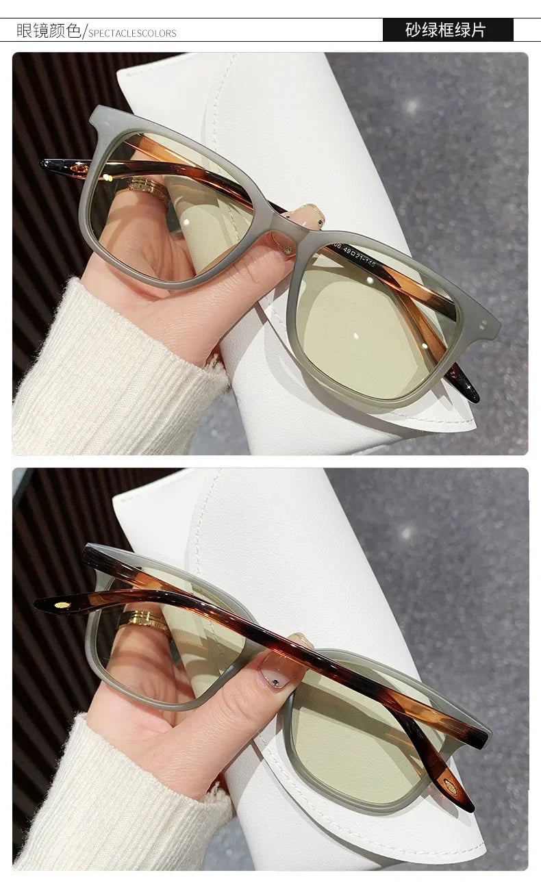 Women Trend Two-tone Sunglasses New Personality Square Frame Sunglasses Retro Yellow Men Fashion Frosted Small Frame Glasses