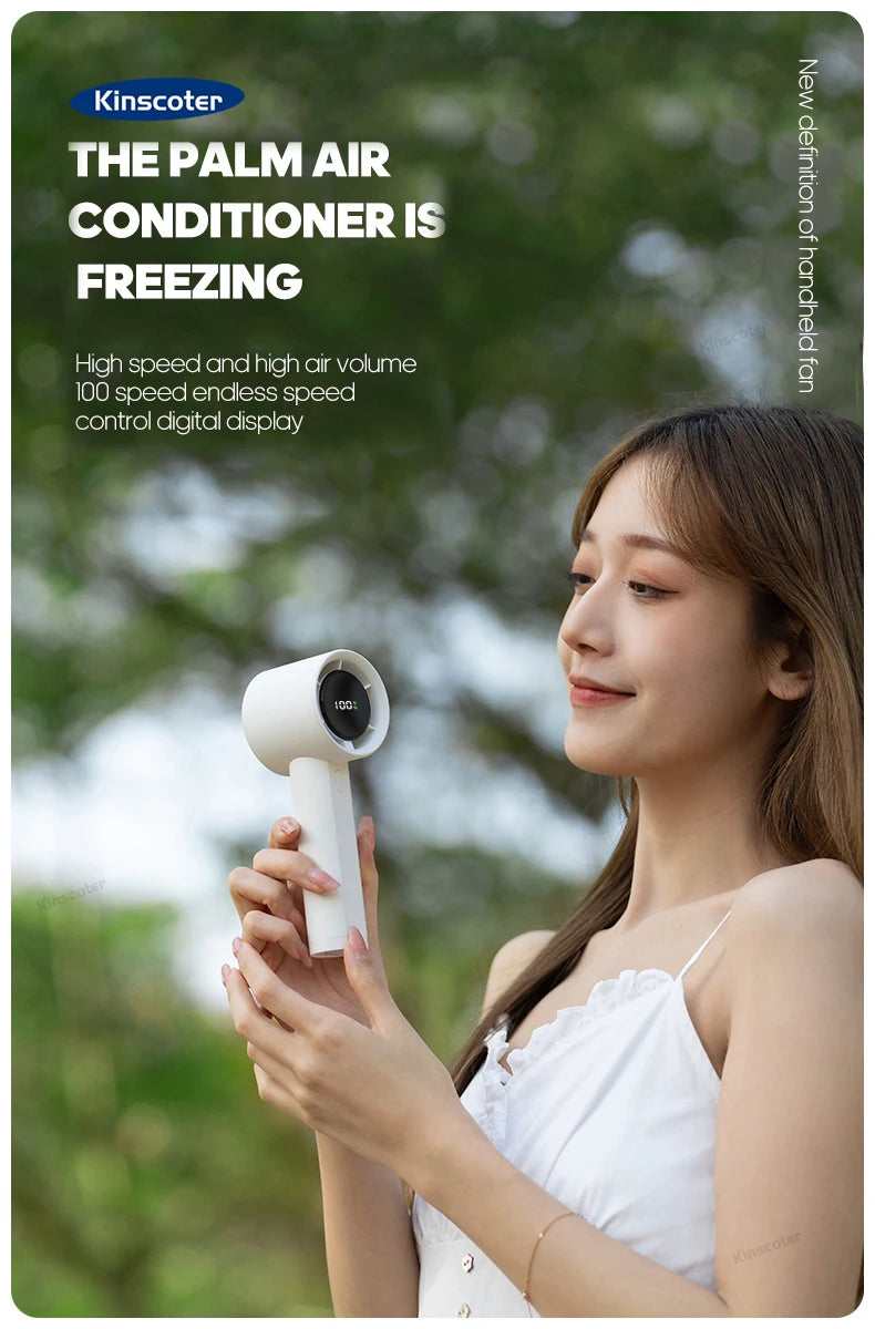 Mini High Speed Turbo Handheld Fan 100 Wind Speeds Adjustable with Digital Display 3000mAh Battery Operated Electric Eyelash Fan