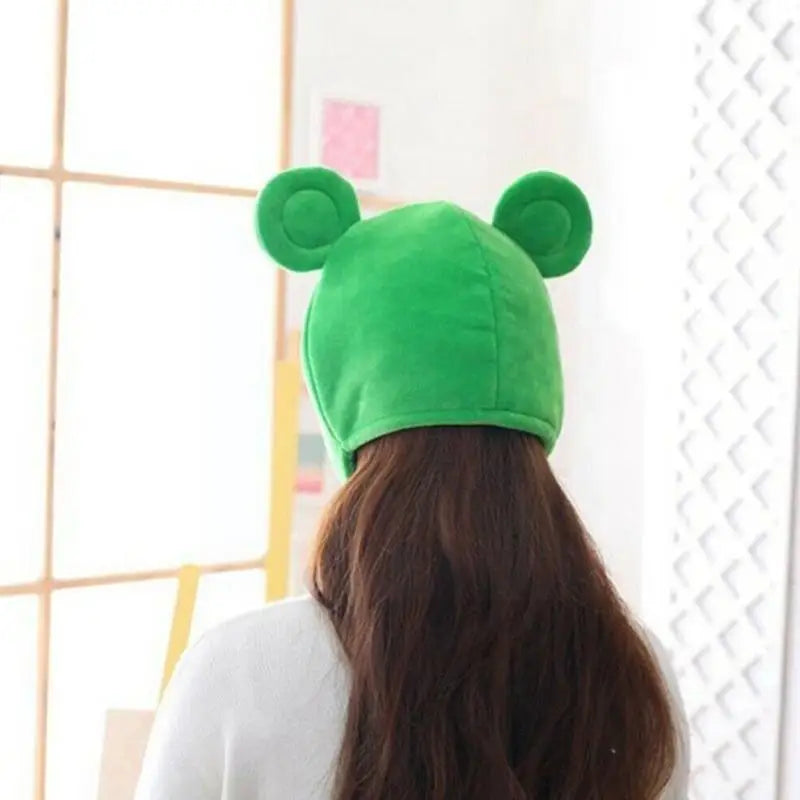 Cartoon Funny Adorable Plush Frog Hat Big Eyes Creative Animal Cosplay Costume Dress Up Hat Headgear for Kids Adults Gift C4Z2