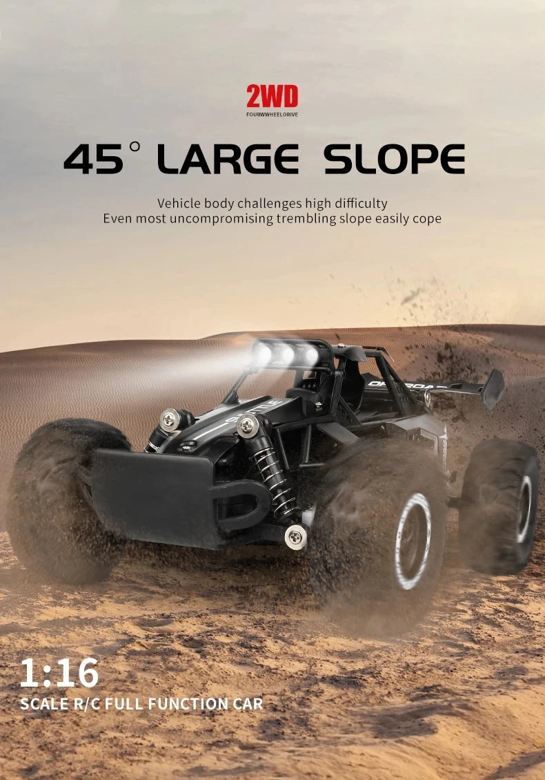 Radio 1:16 Model RC Car With LED Lights 2WD Off Road Remote Control Racing Drift Climbing Vehicle Cars Toys Gifts for Boys Girls