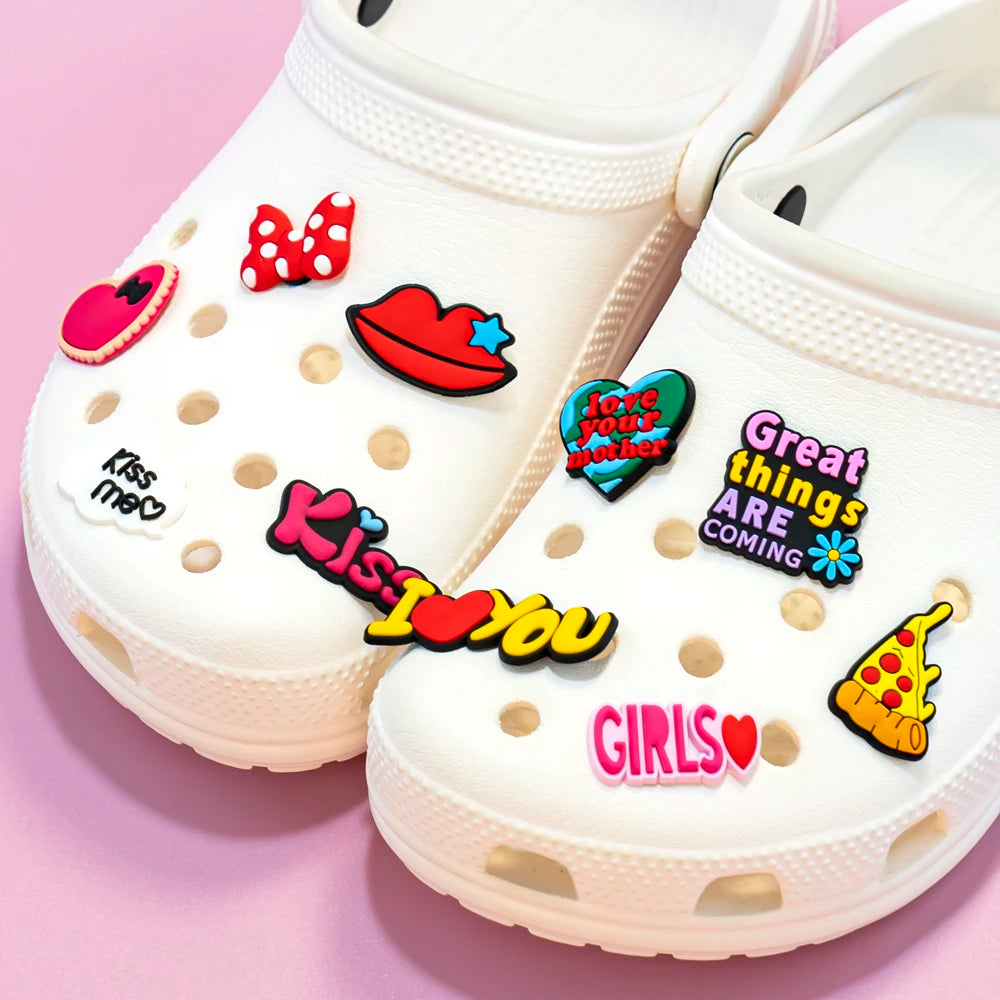 50PCS Set Casual Shoe Charms Cute Cactus Hearts Shoe Decoration for Clog fit Women Men Accessories Shoe Buckle Clips Pendant