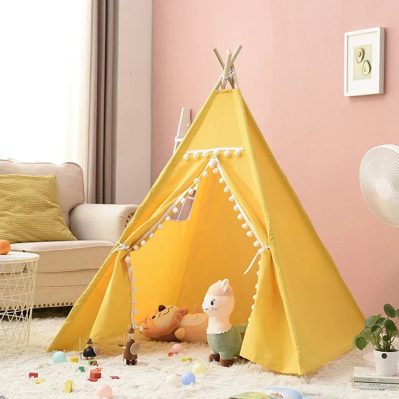Portable Children Tents Tipi Play House Kids Cotton Canvas Indian Play Tent Wigwam Child Little Beach Teepee Party Room Decor