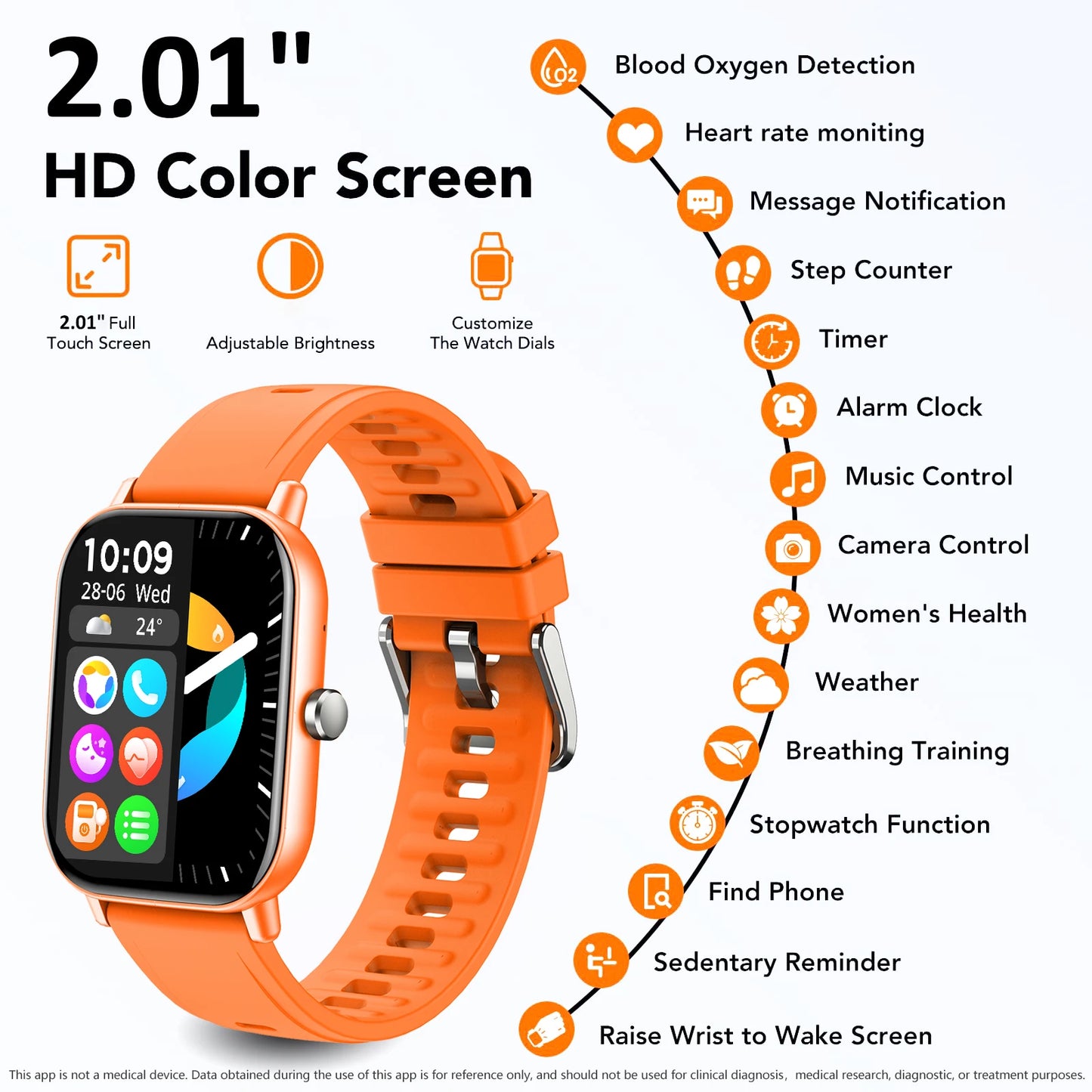 Bluetooth Call Smart Watch for Men Women, 2.01'' HD Touch Screen Activity Trackers with Sleep Monitor/ SMS Alert/ Remote Camera