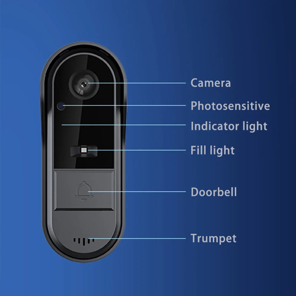 Smart Doorbell Ring Door Camera Wireless Intelligent Video Bell Camera 125 Degree Wide-angle Lens Bidirectional Visual Intercom