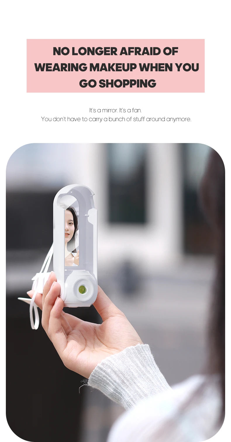 Portable Fan Mini Handheld Fan USB 1200mAh Recharge Hand Held Small Pocket Fan with Flashlight Feature
