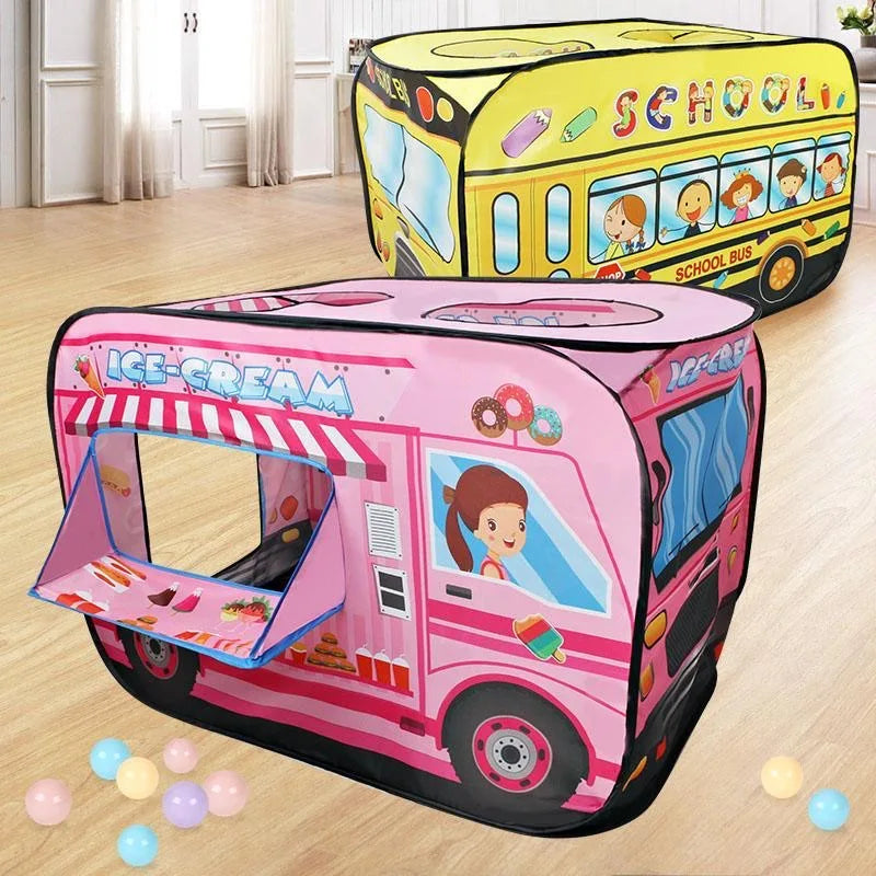 Children'S Indoor Ice Cream Car Tent Toys Playhouse Princess Boy Baby Game House Folding Ball Pool House Hamburg Car Pattern