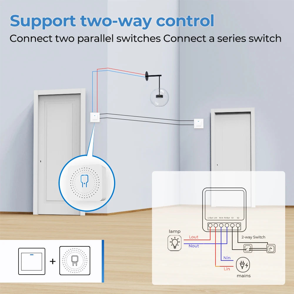 Smart Home Tuya Wifi Smart Switch with Energy Monitor 16A Mini Breaker Automation Module DIY 2Way Control Work with Alexa Google