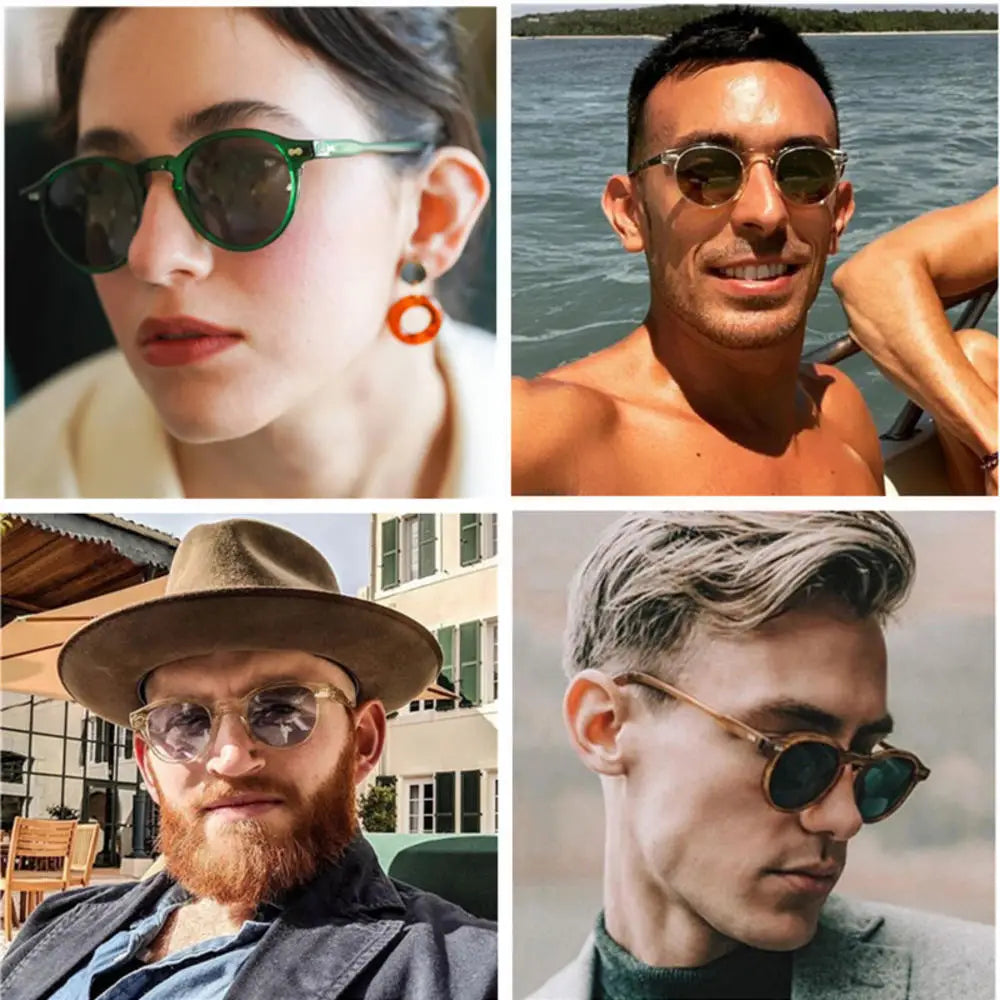 Retro Round Polarized Sunglasses Men Women Fashion Vintage Driving Glasses Outdoor Travel UV400 Shades Goggles Cycling Glasses