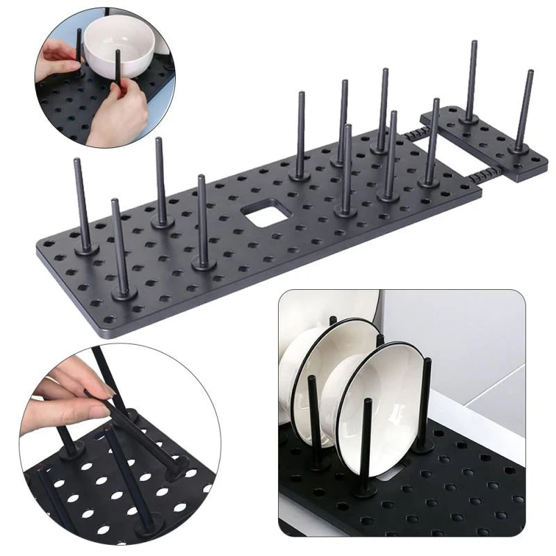 Kitchen Organizer Sink Drain Shelf Dish Drying Rack Telescopic Pan Bowl Stand Storage Drawer Adjustable Holder Home Accessories