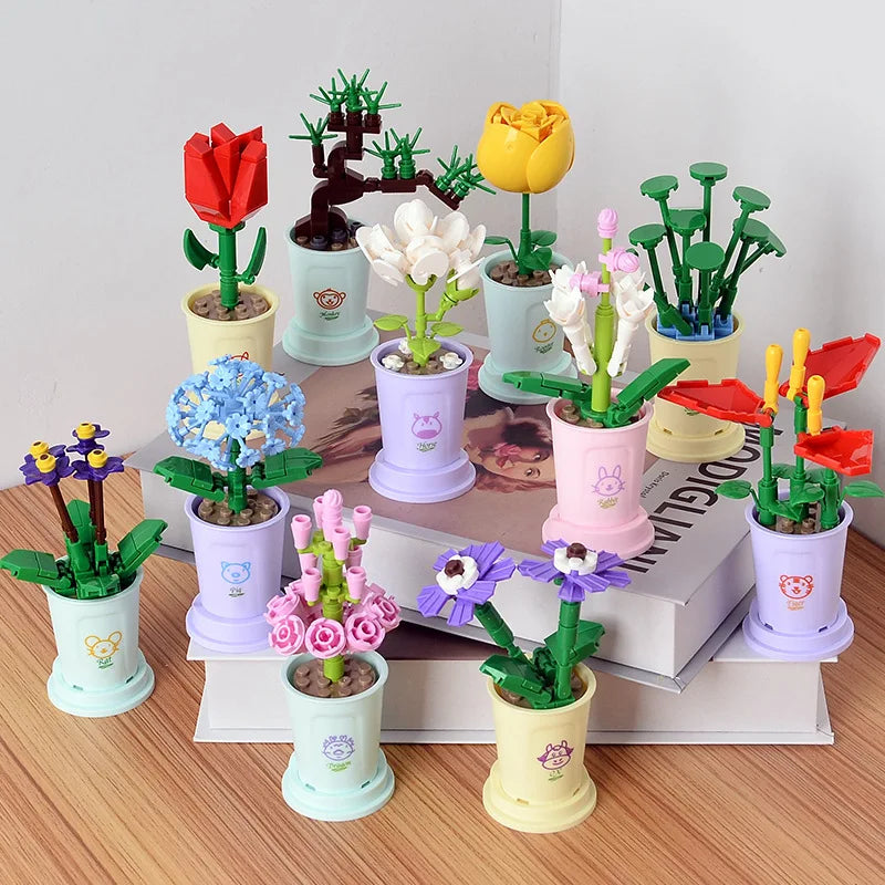 Zodiac Flower Building Block Eternal Bouquet Model Diy Home Decoration Small Particles Educational Toy Children Birthday Gift