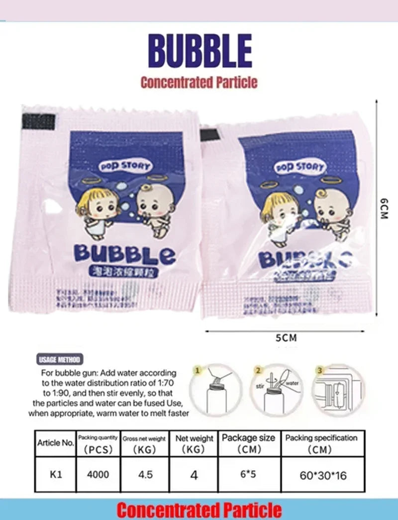 10-40pcs Bubble Machine Supplement Liquid Colorful Bubble Concentrated Granules 10pcs ≈ 750ml Bubble Gun Supplement Granules