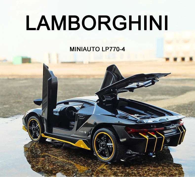 1:32 Lamborghinis LP770-4 750 Alloy Sports Car Model Diecasts Metal Pull Back Sound And Light Car Model Kids Toy Collection Gift