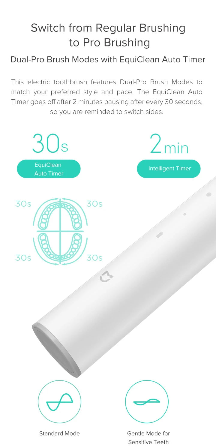 XIAOMI MIJIA T300 Electric Toothbrush IPX7 Waterproof Smart Sonic Brush Ultrasonic Whitening Teeth Tooth Brush For Toothbrushes