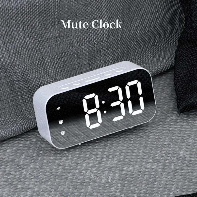 Voice Control Digital Alarm Clock Temperature Dual Alarms Snooze Table Clock 3 Levels Brightness Adjustment 12/24H LED Clock