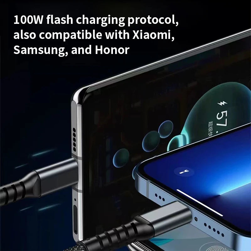 3 In 1 100W LED Digital Display USB cable Type C Usb Micro For Iphone Samsung Huawei Xiaomi Multi Port Multiple Charging Wire