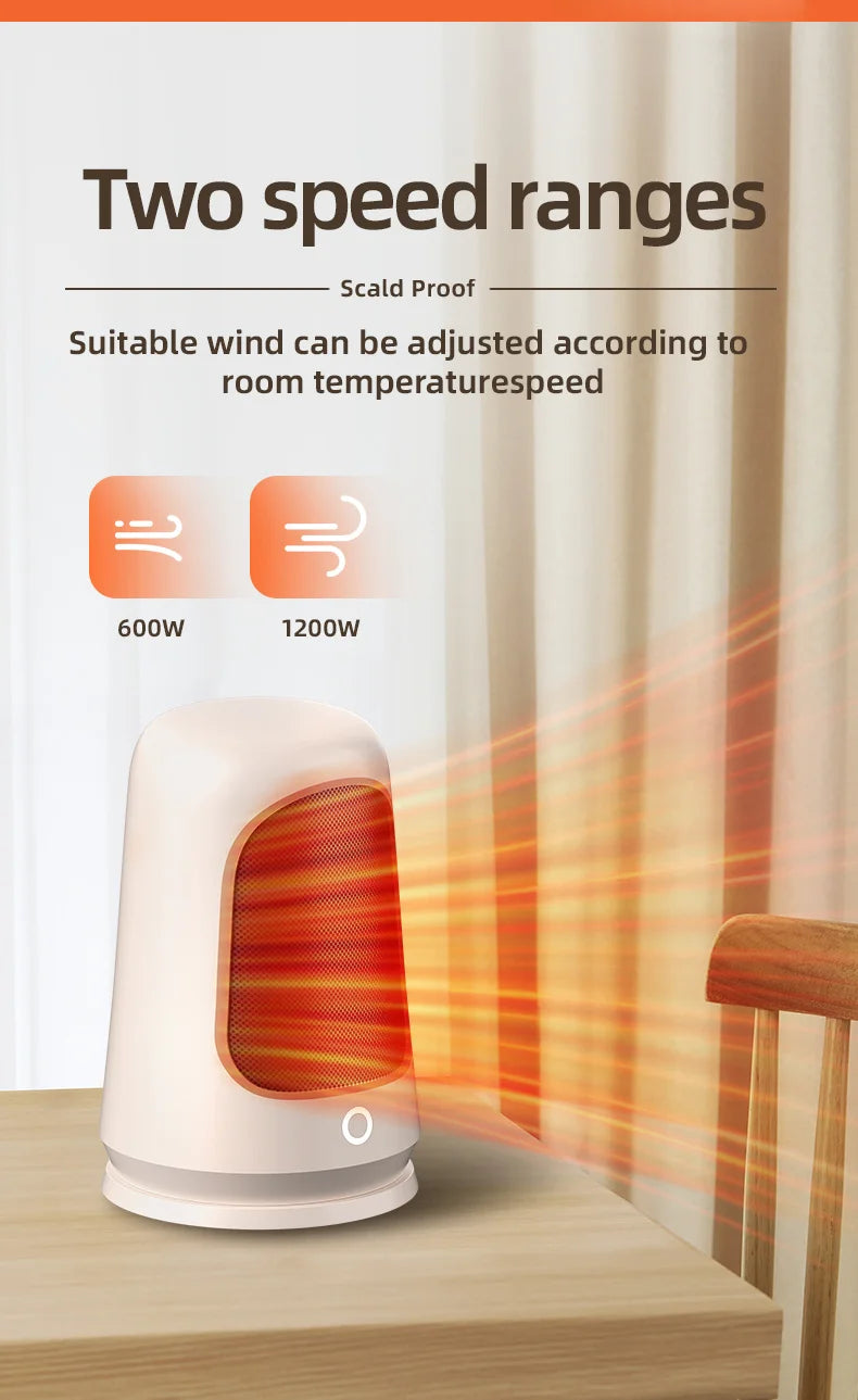 1200W Portable Desktop Electric Heaters Heater for Home Foot Warmer Heater Energy Saving Bedroom Heating for Office Home