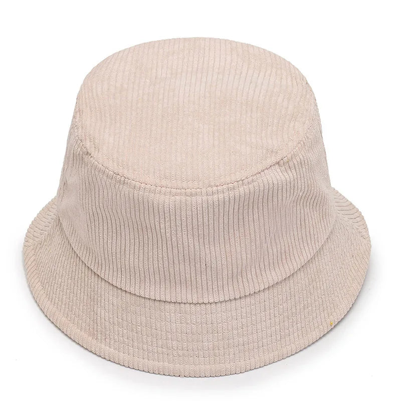 Unisex Bucket Hat Smile Embroidery Women Cotton Corduroy Double-Sided Bob Hip Hop Hat Four Season Panama Beach Fishing Sun Caps