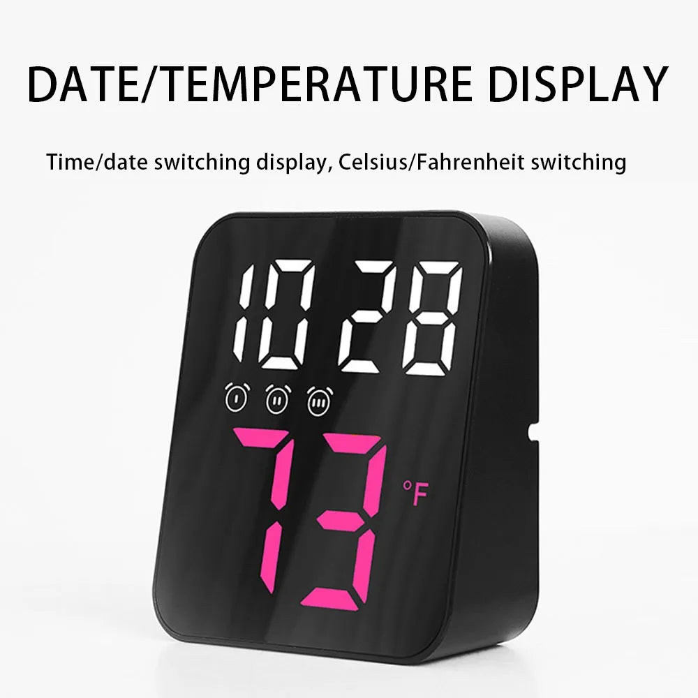 LED Digital Alarm Clock Electronic Digital Alarm Clock Screen Desktop Clock For Home Office Backlight Temperature Display