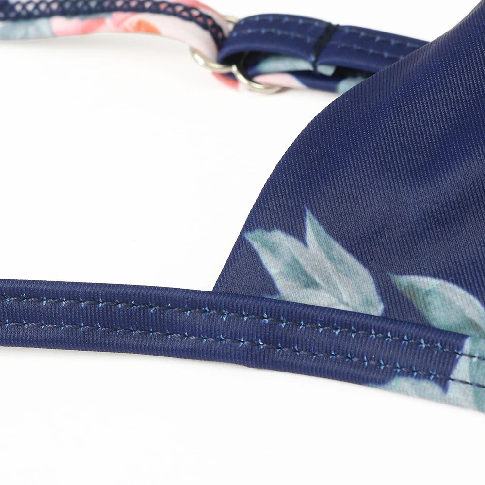 High Waist Sexy Bikini Set 2024 Biquini Swimwear Women Two Pieces Swimsuit Floral Beachwear V-Neck Bathing Suits Female
