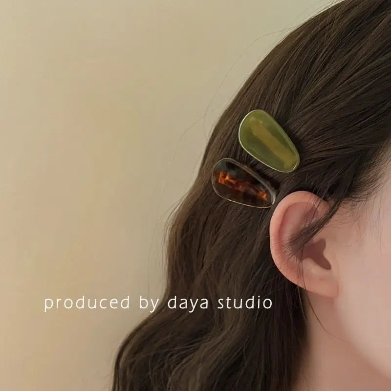 New Korean Version Daily Acetic Acid Geometric Women's Side Clip Fashionable and Fresh Girl Hair Clip Retro Bangs Duckbill Clip