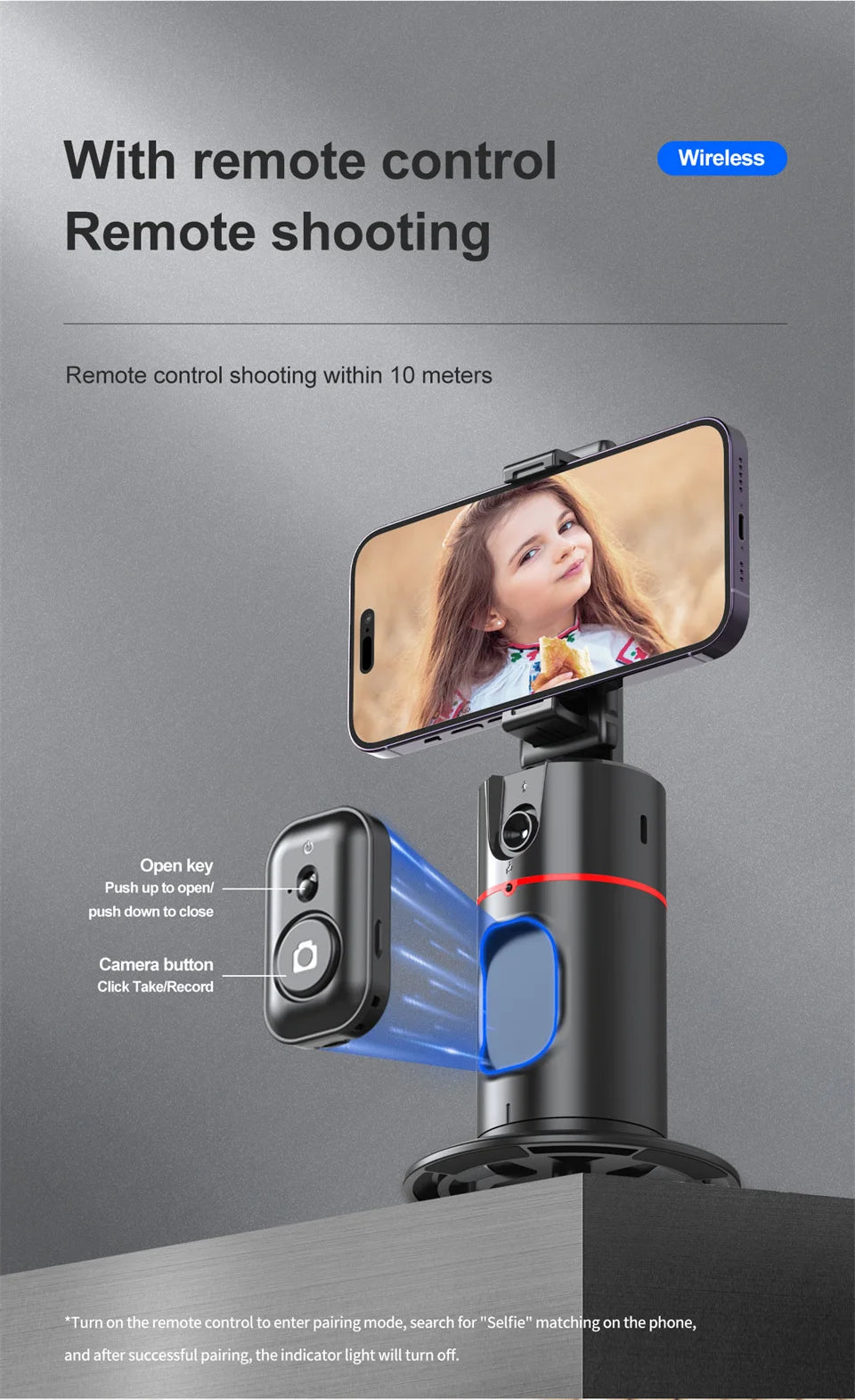 FGCLSY AI Auto Following Gimbal Stabilizer 360 Rotation Phone Stand P02 Desktop Tracking Gimbal with Remote for Live Photography
