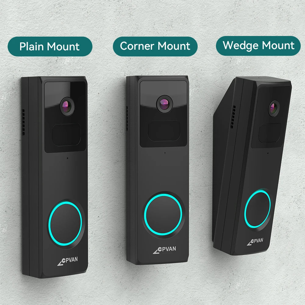 CPVAN Wireless 2.4G WiFi Video Doorbell 1080P HD Camera Door bell with AI Smart Waterproof Night Vision Security Camera DoorBell
